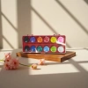 A 24-color portable children's watercolor paint tray with sponge pads Application Scenario